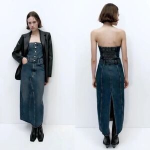 Zara Sleeveless Denim Maxi Dress XS NWOT